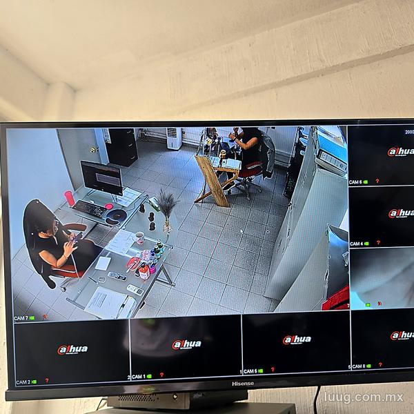 Monitor de oficina con casi todas las cámaras sin imagen